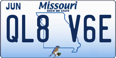 MO license plate QL8V6E