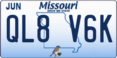 MO license plate QL8V6K