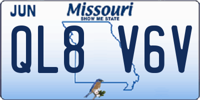 MO license plate QL8V6V