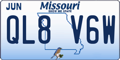 MO license plate QL8V6W