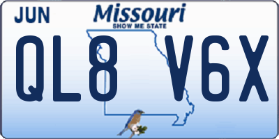 MO license plate QL8V6X