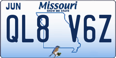MO license plate QL8V6Z