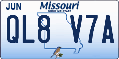 MO license plate QL8V7A