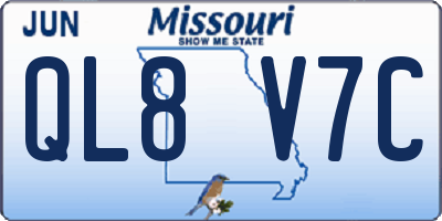 MO license plate QL8V7C