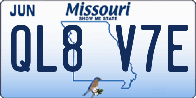 MO license plate QL8V7E