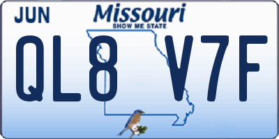 MO license plate QL8V7F
