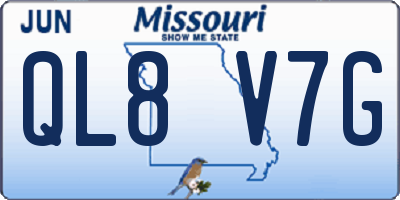 MO license plate QL8V7G