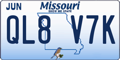 MO license plate QL8V7K