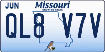 MO license plate QL8V7V