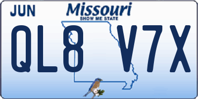 MO license plate QL8V7X