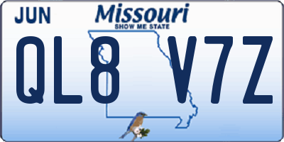 MO license plate QL8V7Z