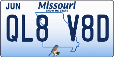 MO license plate QL8V8D