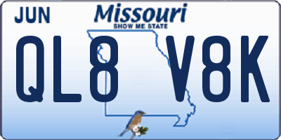 MO license plate QL8V8K
