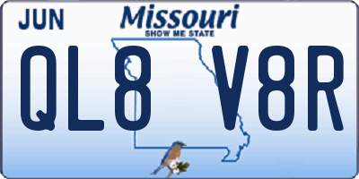 MO license plate QL8V8R