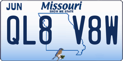MO license plate QL8V8W