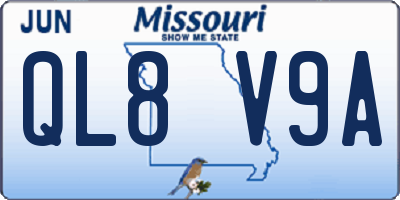 MO license plate QL8V9A