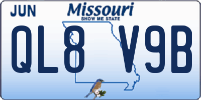 MO license plate QL8V9B