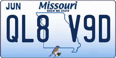 MO license plate QL8V9D