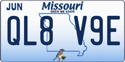 MO license plate QL8V9E