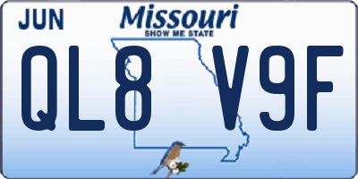 MO license plate QL8V9F
