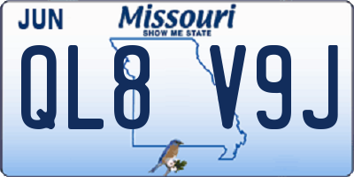 MO license plate QL8V9J