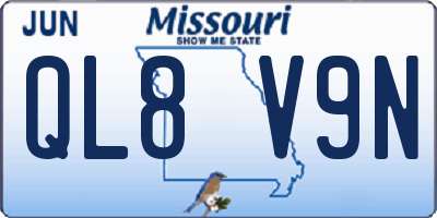 MO license plate QL8V9N
