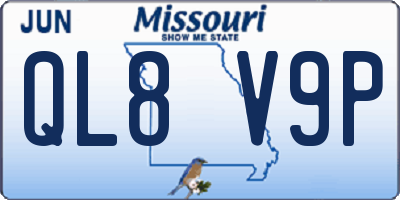 MO license plate QL8V9P