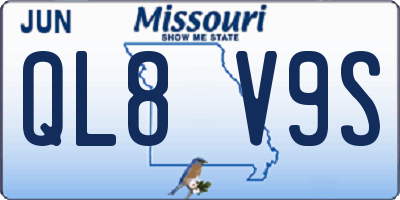 MO license plate QL8V9S