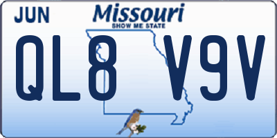 MO license plate QL8V9V