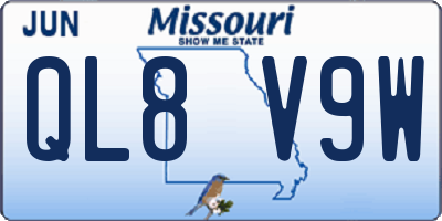 MO license plate QL8V9W