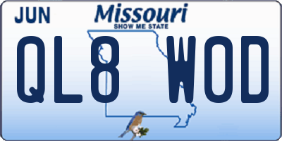 MO license plate QL8W0D