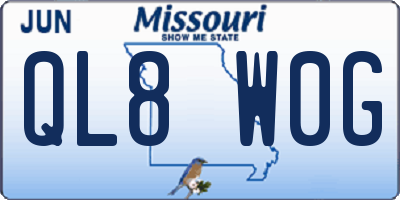MO license plate QL8W0G