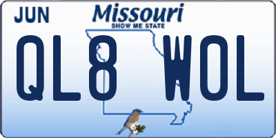 MO license plate QL8W0L