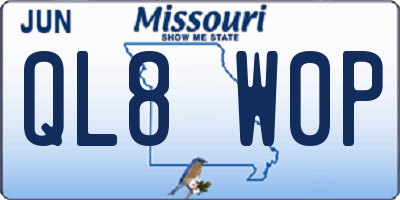 MO license plate QL8W0P