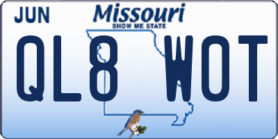 MO license plate QL8W0T
