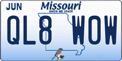 MO license plate QL8W0W