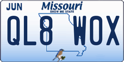 MO license plate QL8W0X