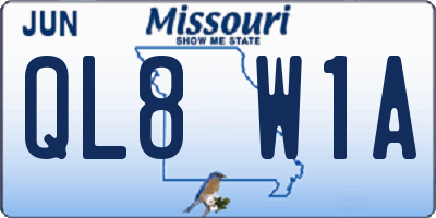 MO license plate QL8W1A