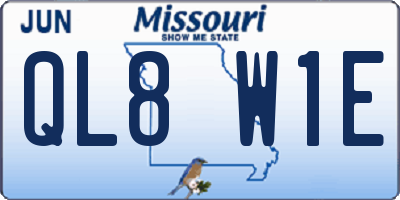 MO license plate QL8W1E