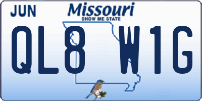 MO license plate QL8W1G