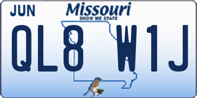 MO license plate QL8W1J