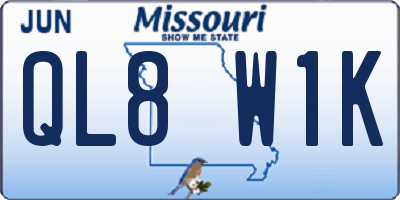 MO license plate QL8W1K