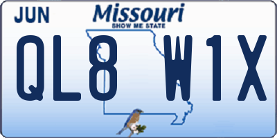 MO license plate QL8W1X