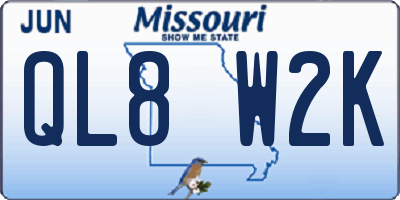 MO license plate QL8W2K