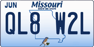 MO license plate QL8W2L