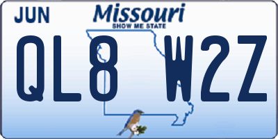 MO license plate QL8W2Z