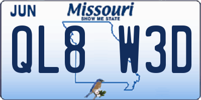 MO license plate QL8W3D