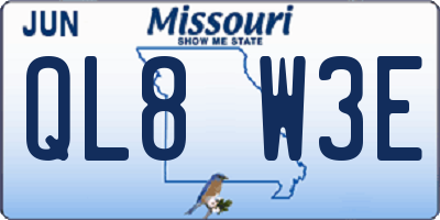 MO license plate QL8W3E