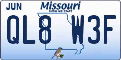 MO license plate QL8W3F