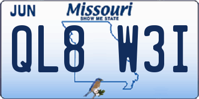MO license plate QL8W3I